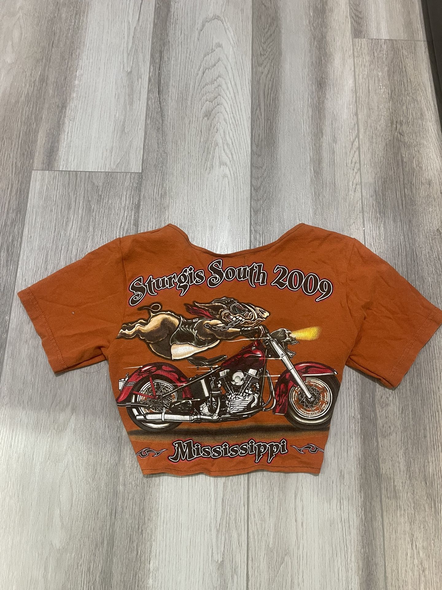 Dark Orange Sturgis Tie Front Tee