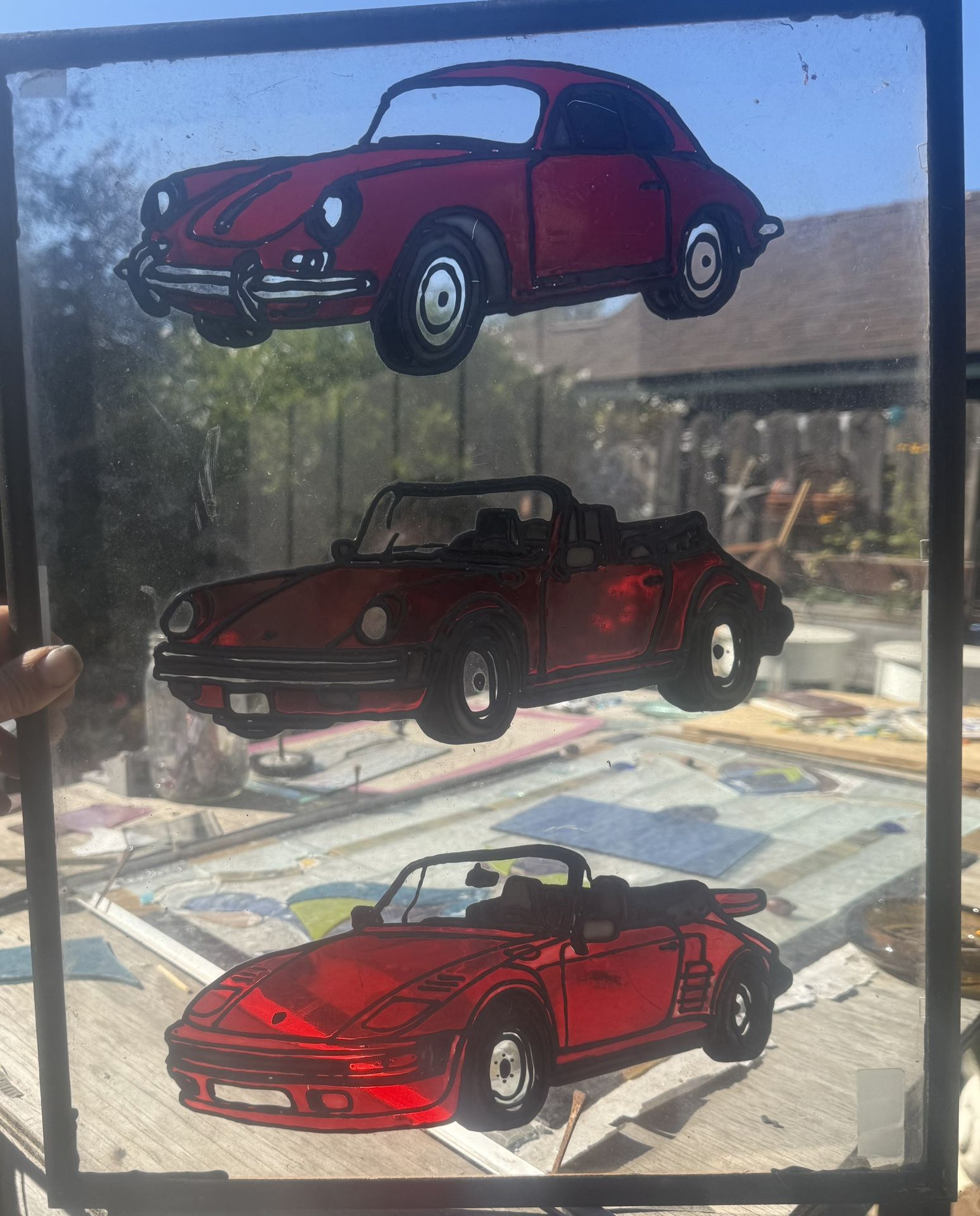 Faux Stained Glass Porsche Handmade MAN CAVE ART