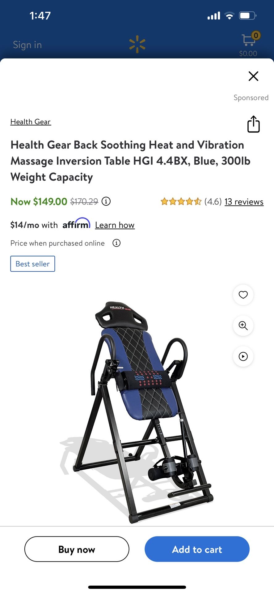 Health Gear Back Soothing Heat and Vibration Massage Inversion Table