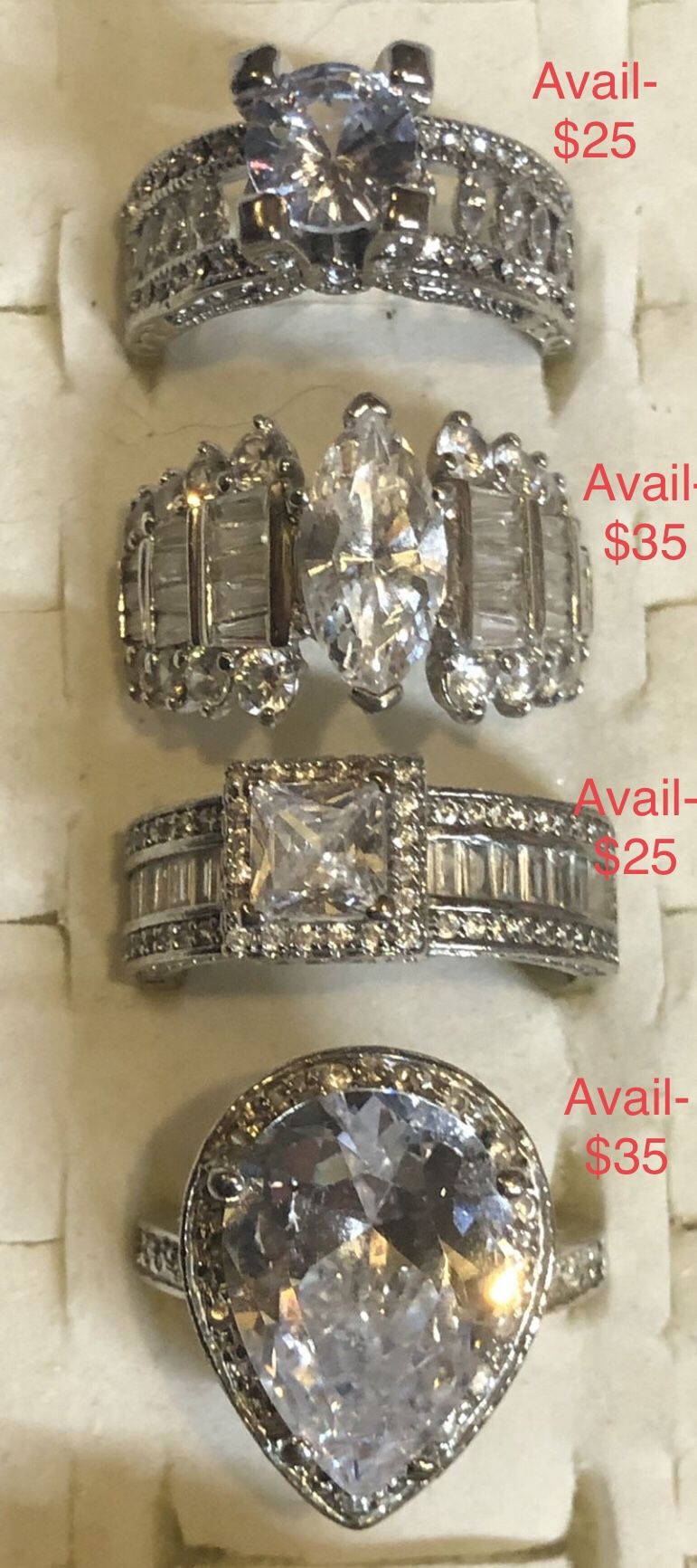 2 -CZ & Silver Cocktail /Engagement Style Rings