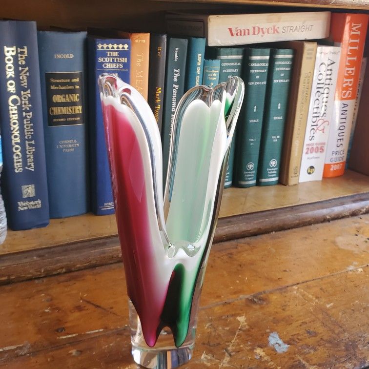 MCM Art Glass Vase By Paul Kedelv Sweden Flygsfors Coquille 