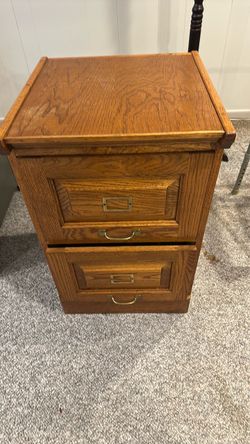 2-Drawer Oak Wood Filing Cabinet