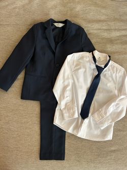 H&M Navy Suit Jacket/Pant/Tie & White Collared button-down Shirt (4pc SET)