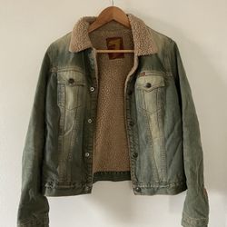 Vintage Distressed Seven For All Mankind Sherpa Jean Jacket