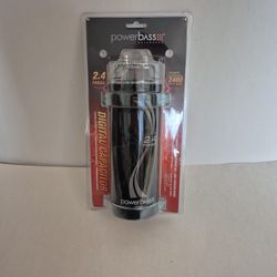 POWERBASS 2.4 FARAD DIGITAL CAPACITOR 2400 WATTS ( BRAND NEW PRICE IS LOWEST INSTALL NOT AVAILABLE )