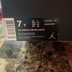 Size 7y Jordan Retro 11 BG