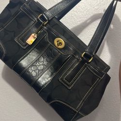 Coach Hamptons Signature Stripe Medium Carryall