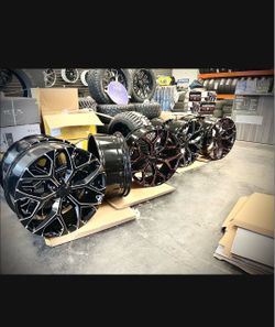 26 inch GMC REPLICAS Blk Machined Rims and Tires 6 lug 6x139.7 Espanol/English
