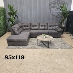 🛋️ Charcoal Microsuede Sectional Sofa (Delivery Available!! )