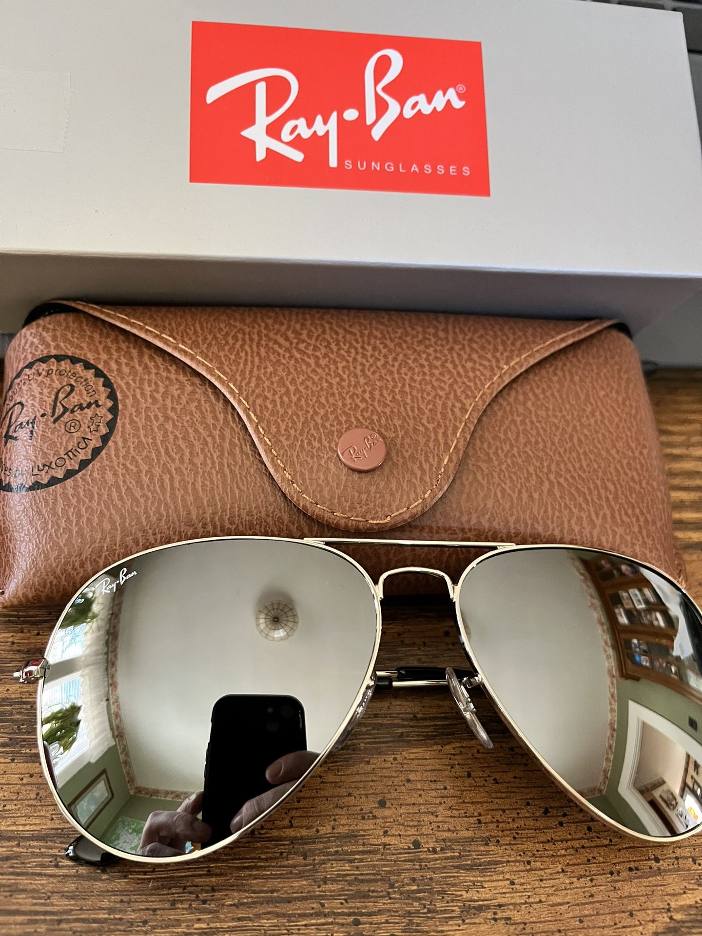 RAY-BAN AVIATORS RB3026 62mm. SILVER FRAME WITH SILVER MIRROR LENSES.