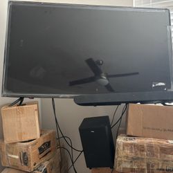 55 Inch 4k Element Tv, Sound Bar, And Base Box 