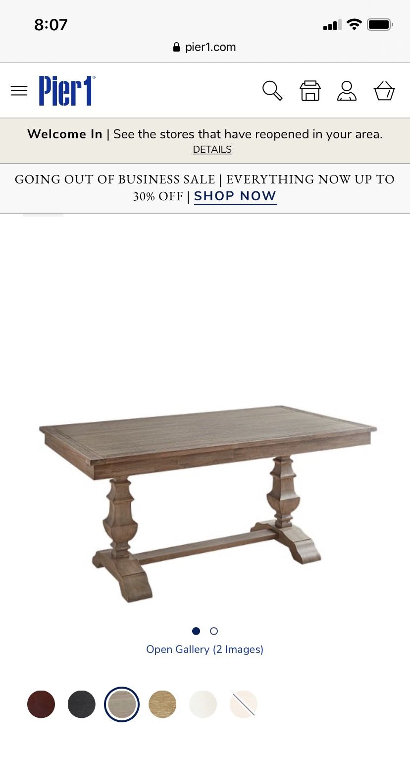Pier 1 Bradding 66” dining table in shadow gray for Sale in Slidell, LA