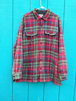 LL Bean Men XL Plaid Toasty Fleece Lined Flannel Shirt Jacket Lumberjack Shacket