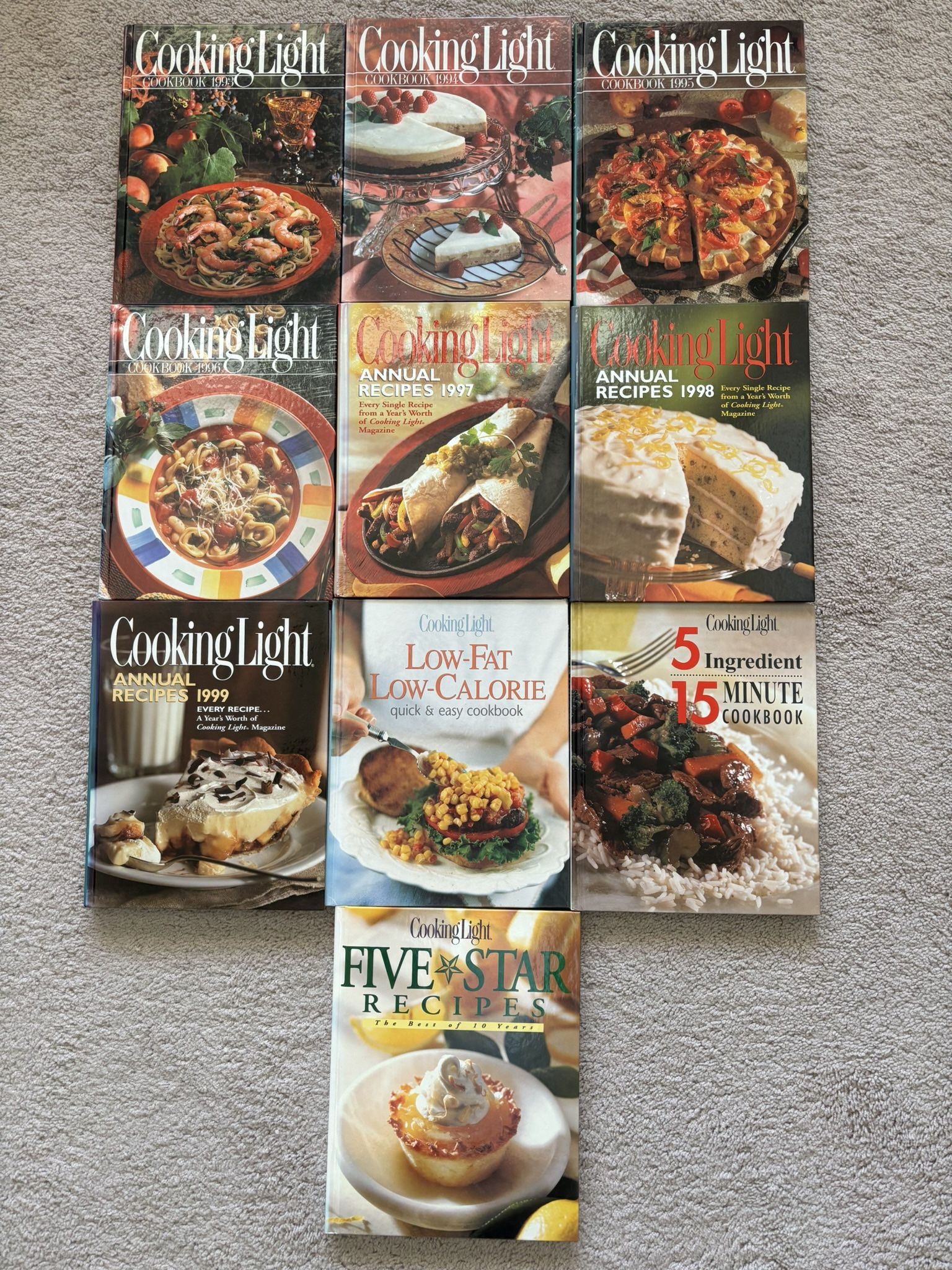 Cooking Light Special Edition Cookbooks, set of 10, excellent/new condition, 7 special annual editions, 3 special themed editions, approx 3000 pages t