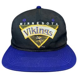 Vintage Minnesota Vikings Hat Cap Snapback NFL Football 90s Black YHC TeamNFL