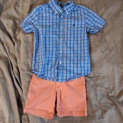 Size 4 Ralph Lauren Shirt Cat & Jack Shorts Set