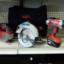 18V SKIL CORDLESS COMBO TOOL KIT 3 PC SET 18 VOLT DRILL JIG SAW CIRCULAR