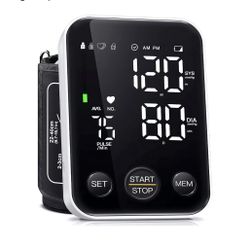 Blood Pressure Monitor Upper Arm Monitors for Home Use BP Machine Sphygmomanometer with 2x120 Reading Memory Adjustable Arm Cuff 8.7"-15.7" Large Disp