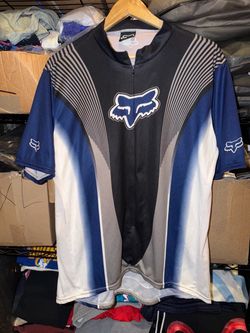 Vintage Fox Racing Y2K Blue / Black Cyclist Dirt Bike Riding Jersey Size Men’s Large