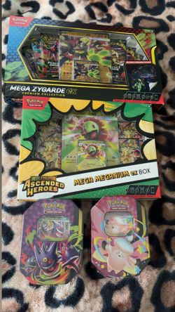 Pokémon Card Lot - Mega Zygarde, Meganium EX Boxes, Gengar & Clefairy Tins