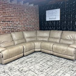 Free Delivery cream leather sofa reclining sectional couch