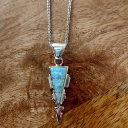 Rare Calvin Begay SS Opal Inlay Pendant