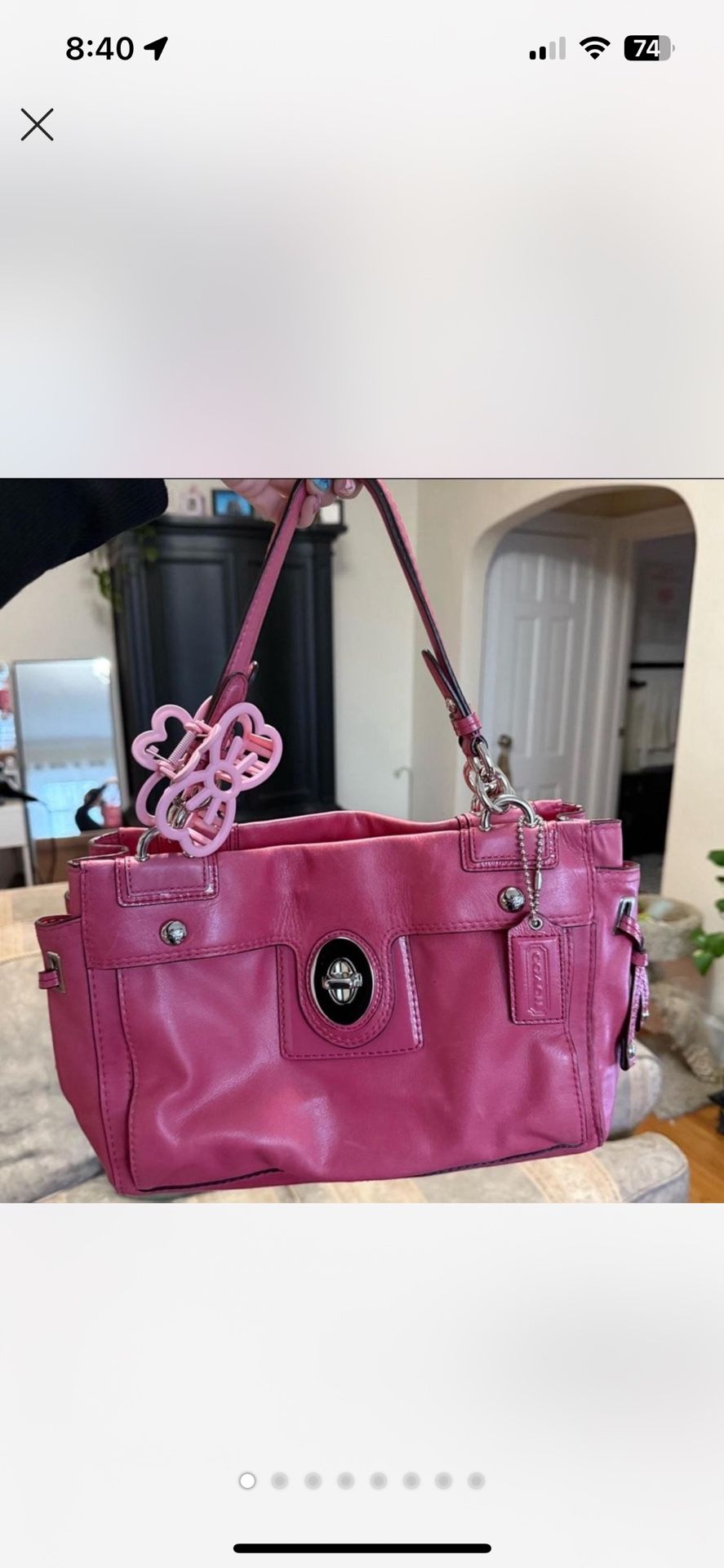 Vintage coach pink leather shoulder bag