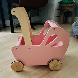 Moover Essential Pram Pink Wooden Doll Stroller