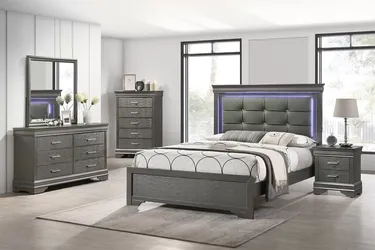Brand New Grey 4pc Queen Bedroom Set (Available in Eastern King)