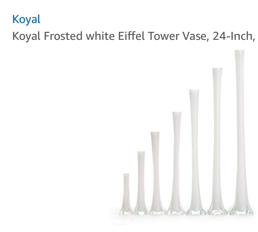 4 Koyal White Frosted Eiffel vases (24inches) The pic with the flower. I added to give you a idea what you could use the vases for for. Weddings, Qui