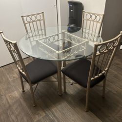 Glass Dinner Table , 4 Chair Matching Set