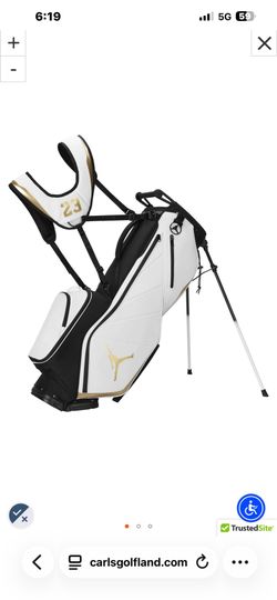 Nike Air Jordan 23 Fadeaway 6-Way Golf White/Black/Metallic Gold Stand Bag- NWT