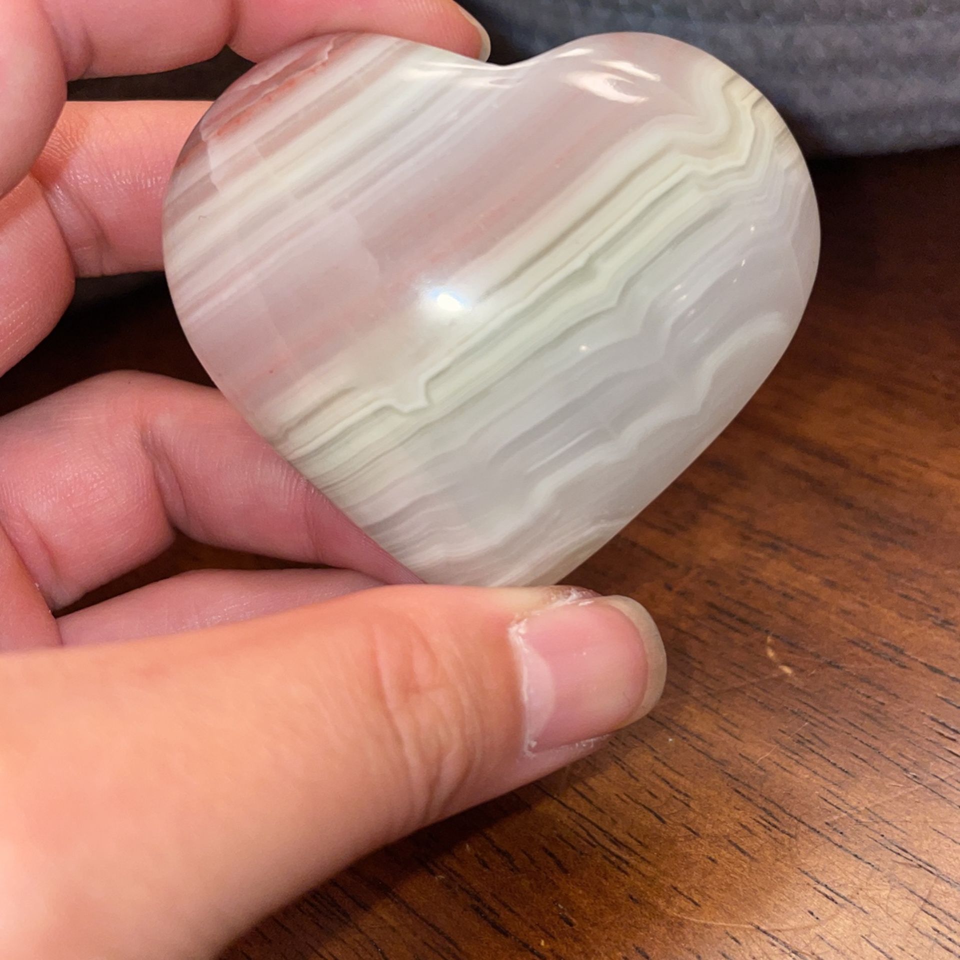 Pink Banded Onyx Heart