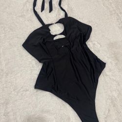 New 2xl black one piece Swimsuit bodysuit goth festival rave top outfit stretchy