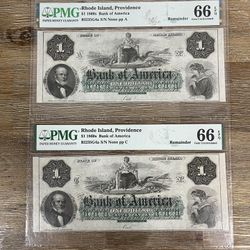 Rhode Island, Providence $1 1860s Bank Of America PMG MS66