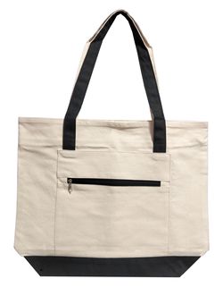 NOVASTILE Large Cotton Canvas Tote Bag with Zipper & Outside Pocket