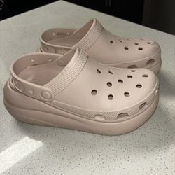 platform pink crocs size 7