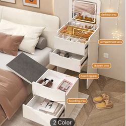 Multi-Purpose Vanity Table with Mirror and Stoo