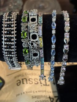 Sterling Silver Women’s Bracelet’s Some With Diamonds and Other Various Gemstones. The Prices Range from $20-$75