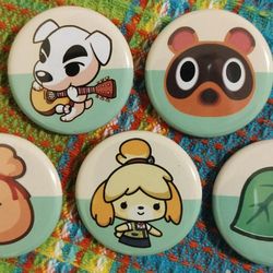 Animal Crossing Pin Back Buttons