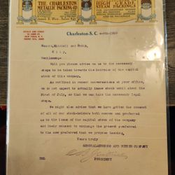1910 Charleston Metallic Packing Company Re: Increasing Stock Value