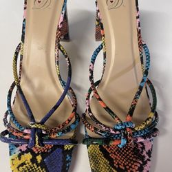 Multicolor New Slip On Heels Size 10