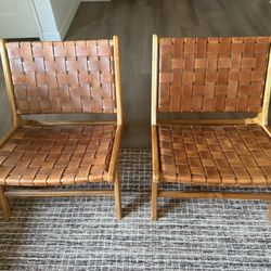 Wove Leather Chairs (2)