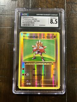 Evolutions CGC 8.5 Hitmonchan 62/108 Reverse Holo Holo Rare ENG 2016