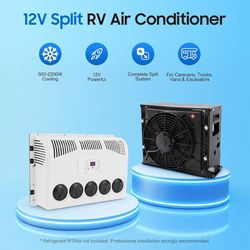 12V RV Truck Cab Air Conditioner Split, 600W Split Truck Air Conditioner with Digital Display Screen, Mini Cooling Rapidly Split AC Unit Fits Semi Tru