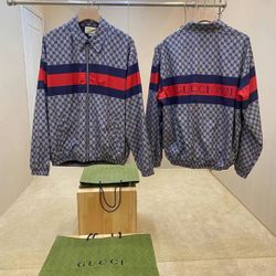 G  Mens Blue Monogram pattern Spread collar cotton jacket