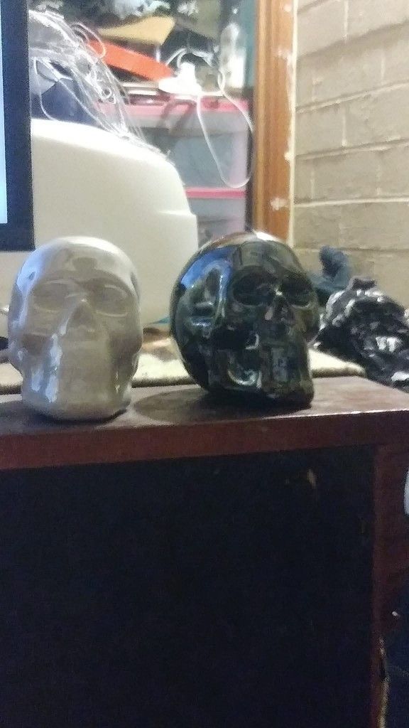 Black &white Art Glass Skulls