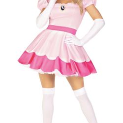 New Leg Avenue Princess Peach Pink Dress Costume Dress Only Size Large Missing Blue Jewel 
