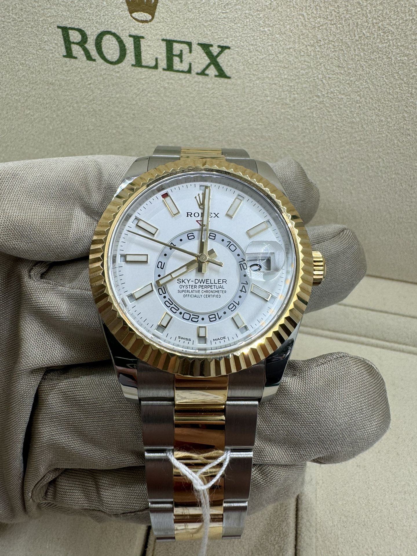 New 326933 Rolex Sky Dweller 42 White Two Tone 18k Yellow Gold - Main Image