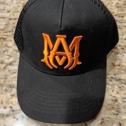 Amiri Black & Orange MA Logo Mesh Trucker Hat 100% Authentic!!!